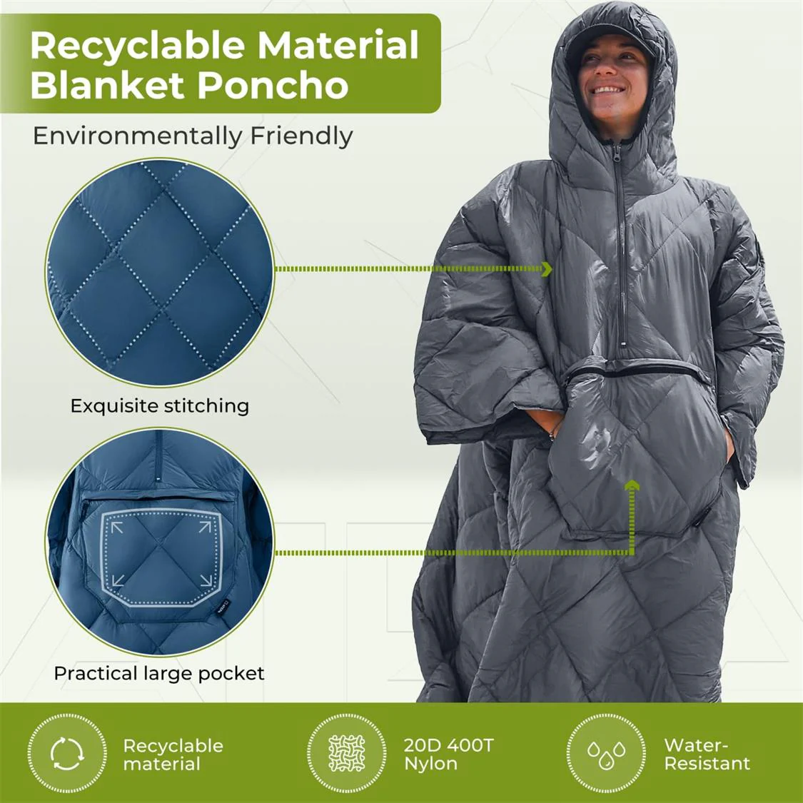 Atepa Murano Insulated Camp Poncho - Three Colours - Image 6